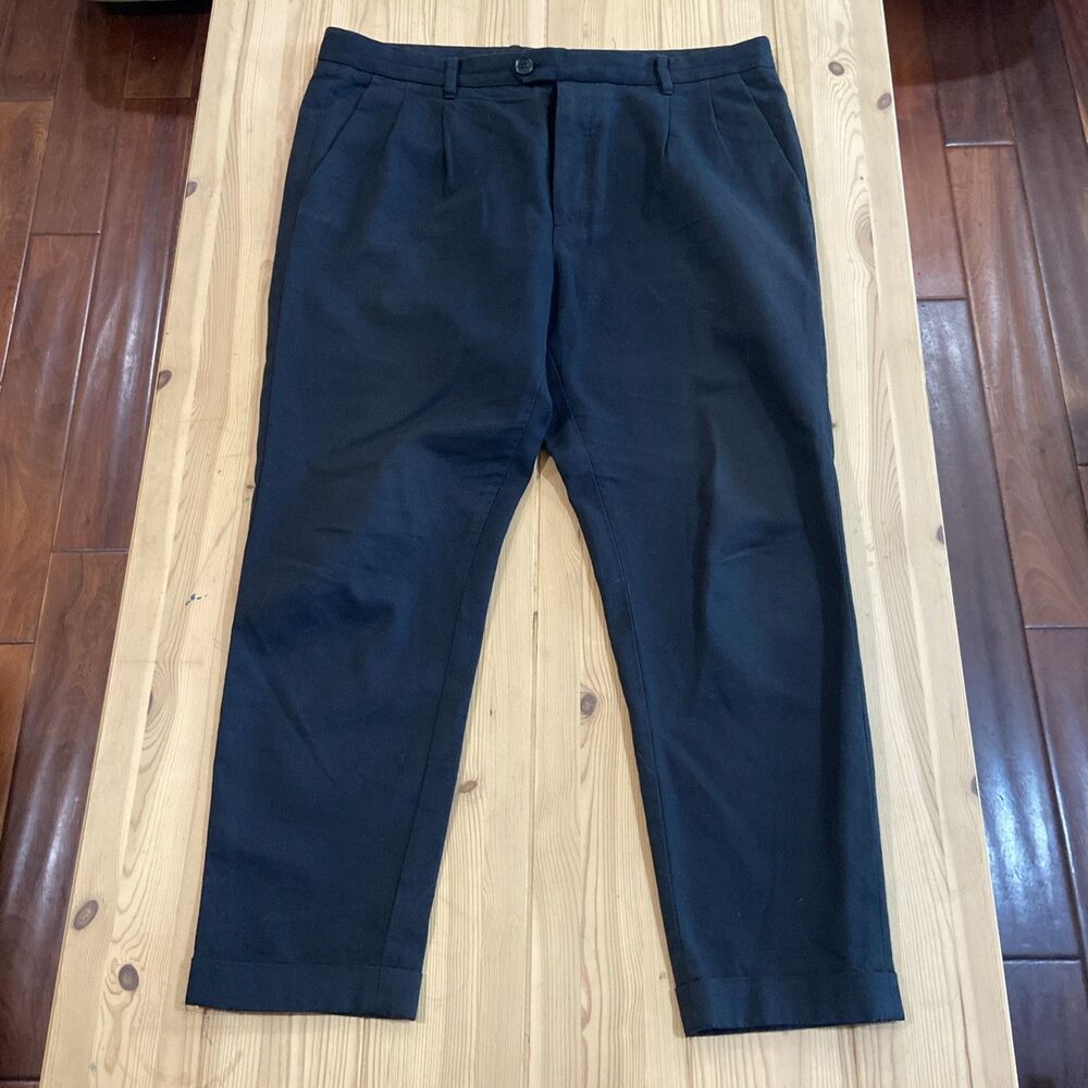 ALL SAINTS Black Fade Cotton Wool Slim Tailored Tallis Trousers Pants Size W32